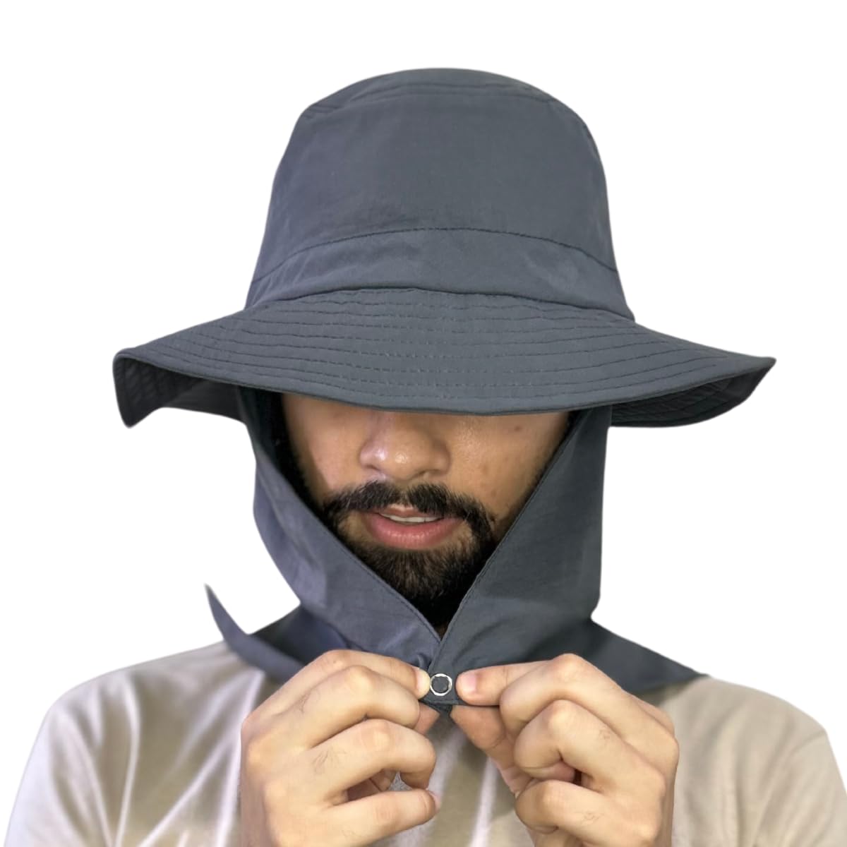 Chapéu legionário chumbo com pala de proteção para pescoço e orelhas