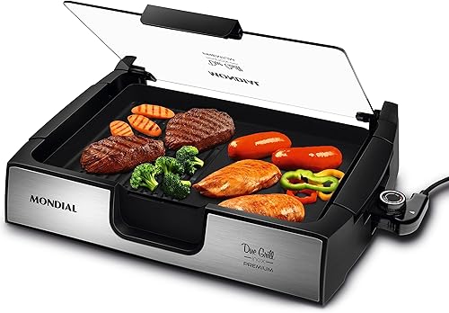 Chapa Due Grill Premium Mondial G-10 elétrica em preto e inox
