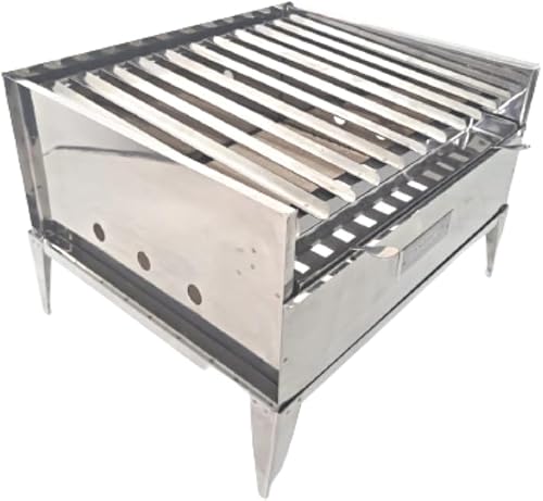 Churrasqueira Parrilla portátil em aço inox com pedras refratárias