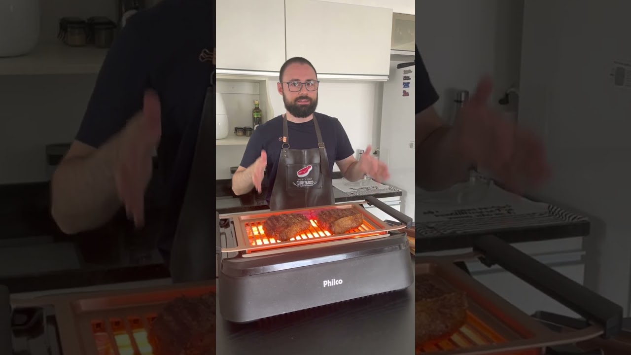 Churrasqueira elétrica de apartamento em uso