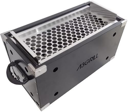 Churrasqueira Box Black portátil a carvão A3 Grill com grelha moeda em inox