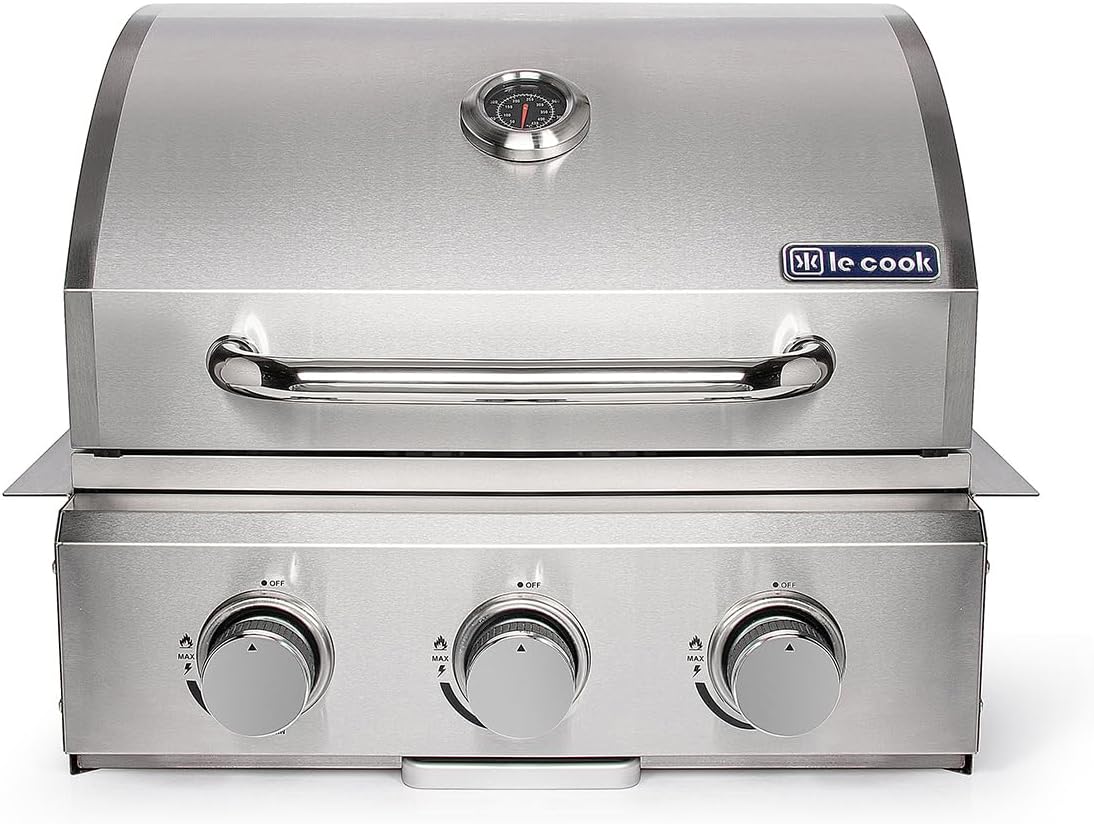 Churrasqueira a gas Le Cook de 3 queimadores em inox para embutir