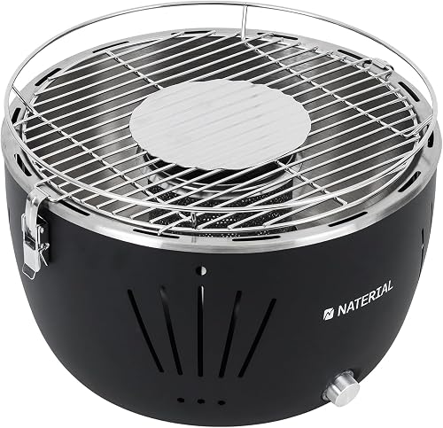 Churrasqueira de mesa a carvão Naterial Table Grill preta e circular