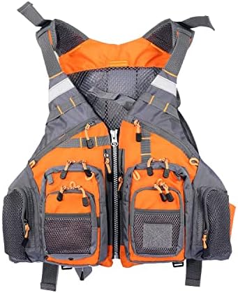 Colete de pesca JKSPORTS cinza com bolsos e malha respirável nas costas