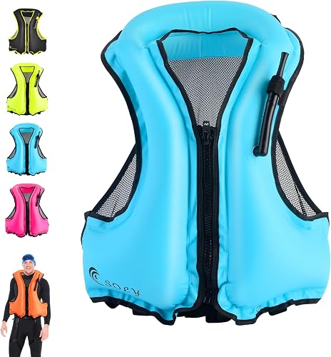 Colete inflável SOLY para snorkel e caiaque na cor laranja