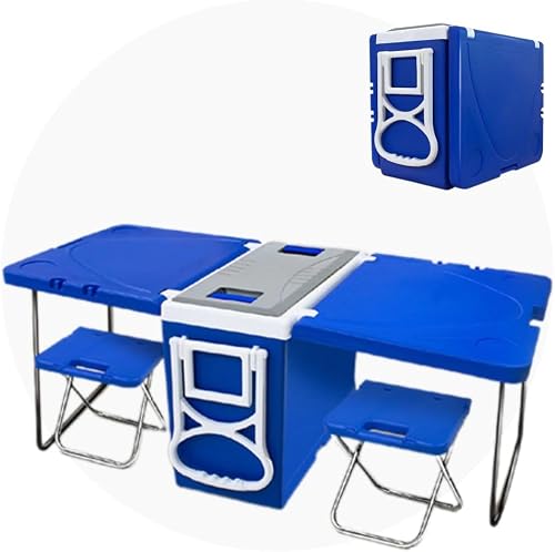 Cooler super térmico de 32 litros 5 em 1 com mesa e duas banquetas dobráveis