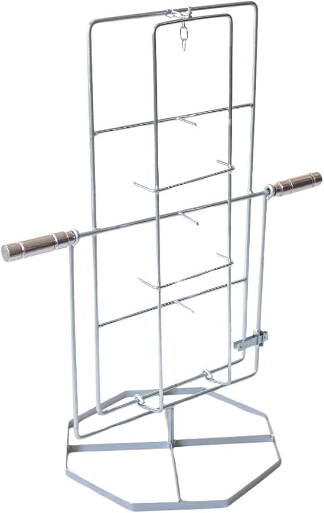 Espeto giratório vertical galvanizado com base de chão para assar costelão