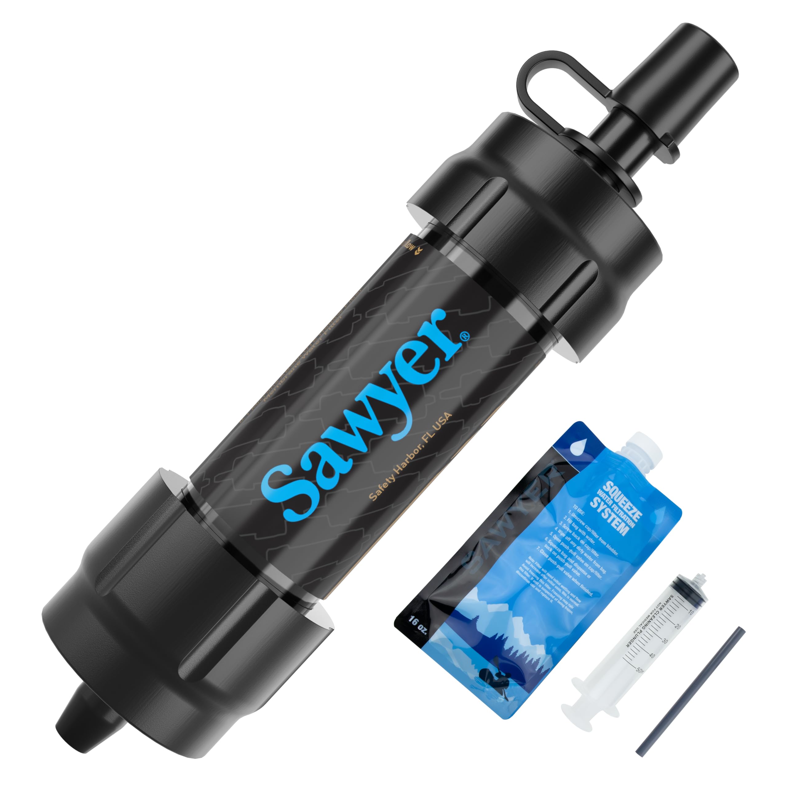 Filtro de água portátil Sawyer Mini com bolsa flexível