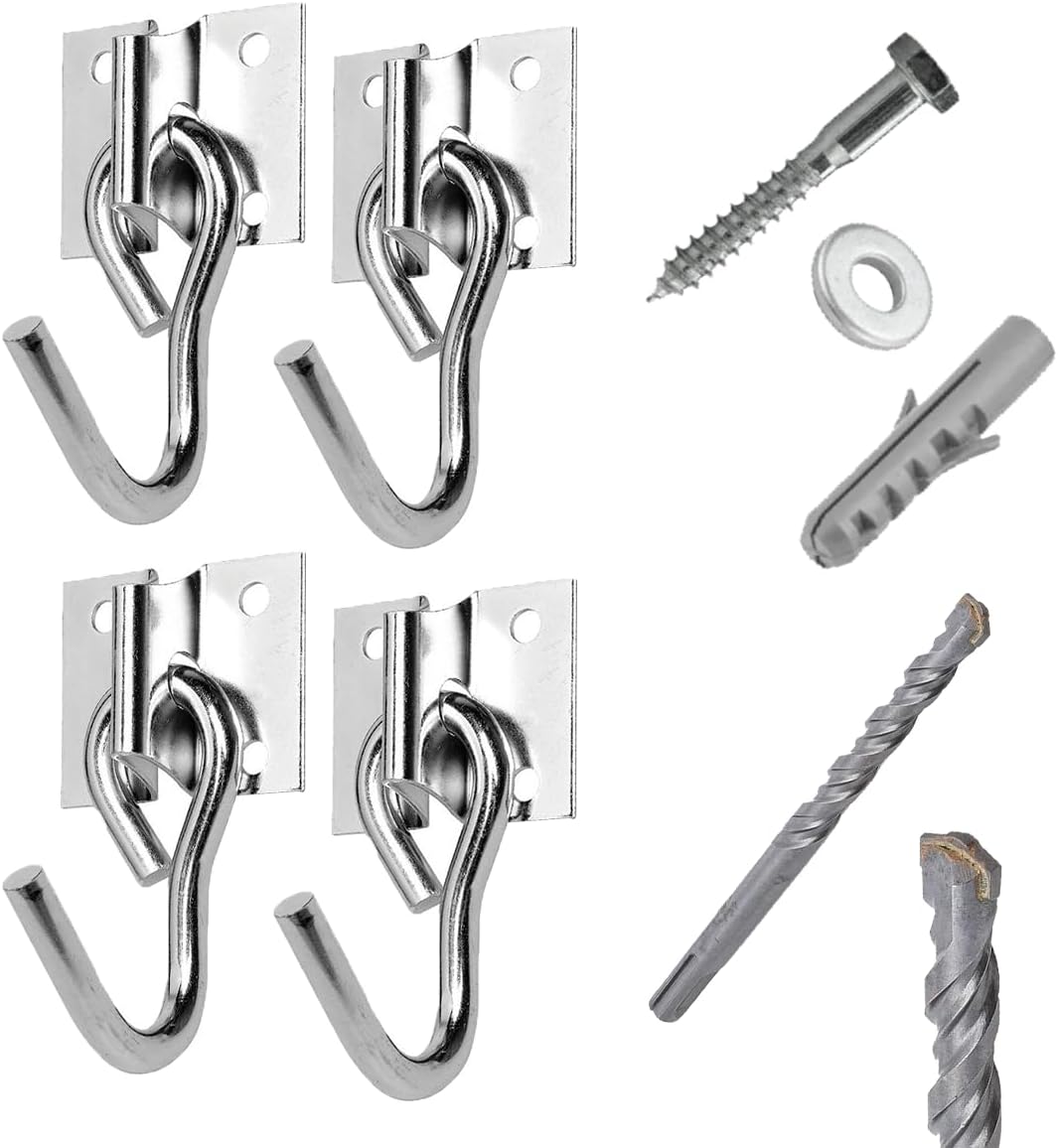 Kit NEROFFER com quatro ganchos de rede, parafusos, buchas e broca
