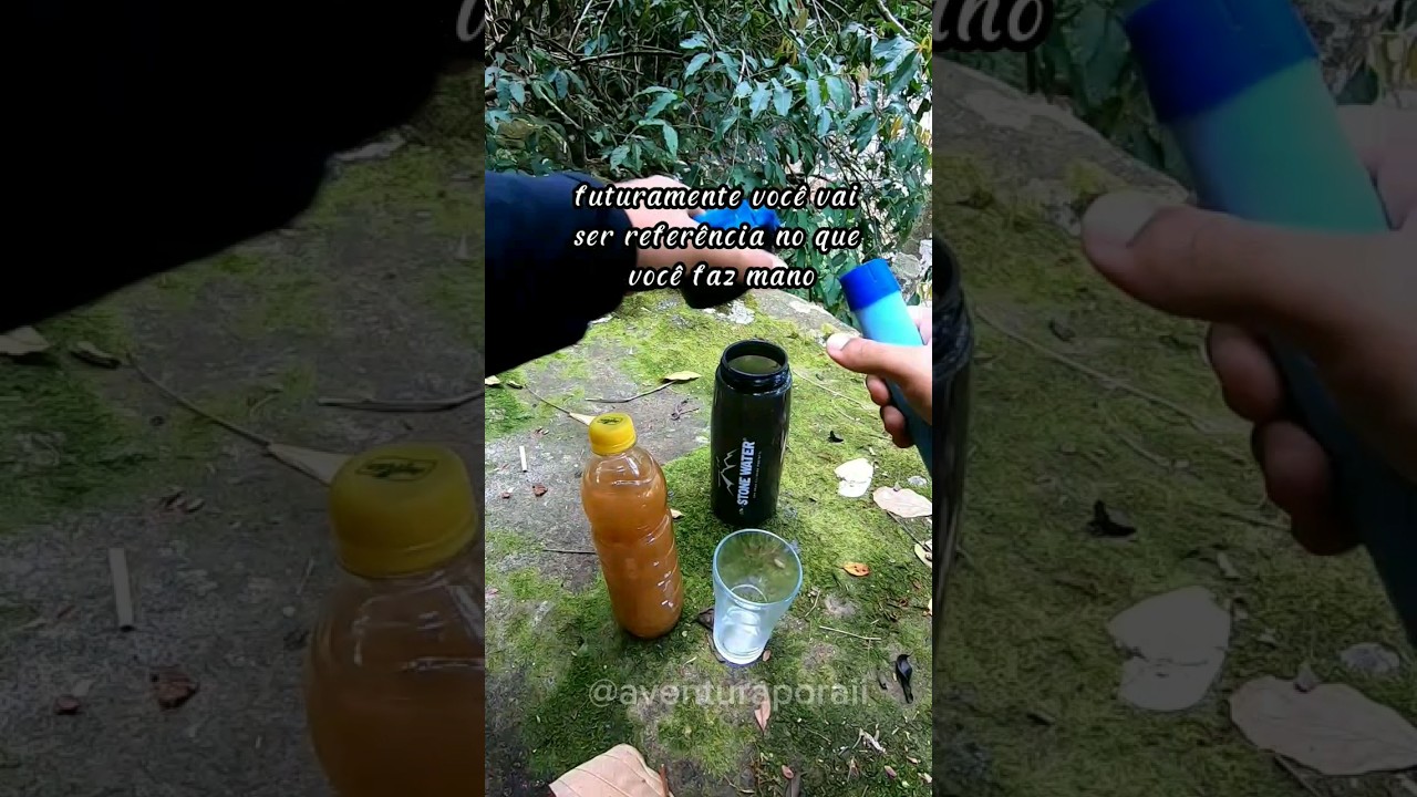 Vídeo de garrafa com filtro de água em trilha