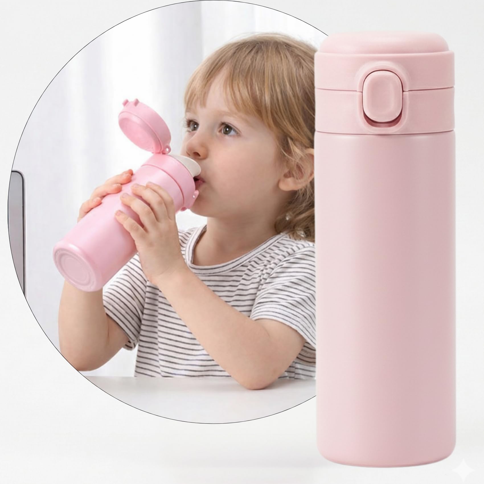 Garrafa térmica infantil de 350 ml com tampa abre fácil