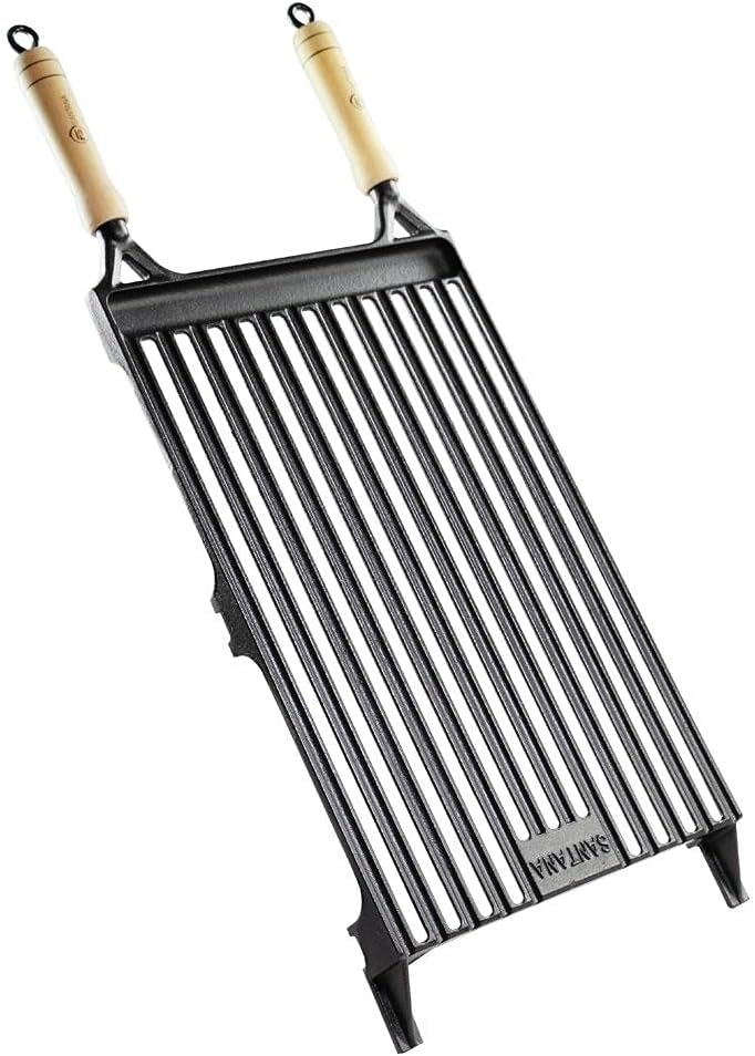 Grelha de ferro fundido Pampa para churrasco com canaletas em V
