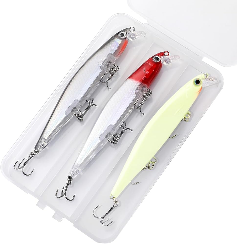 Kit de 3 iscas artificiais minnow de 11 cm com três cores