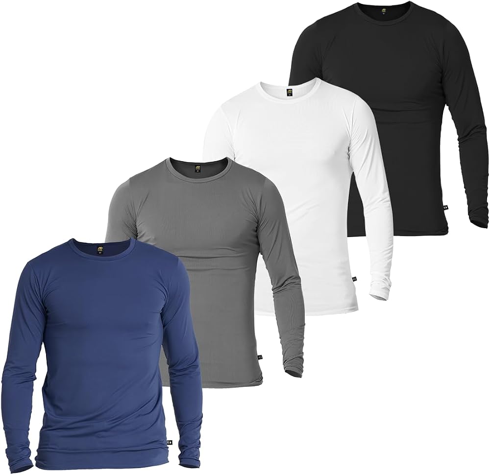 Kit com quatro camisas térmicas de manga longa com proteção solar UV50+