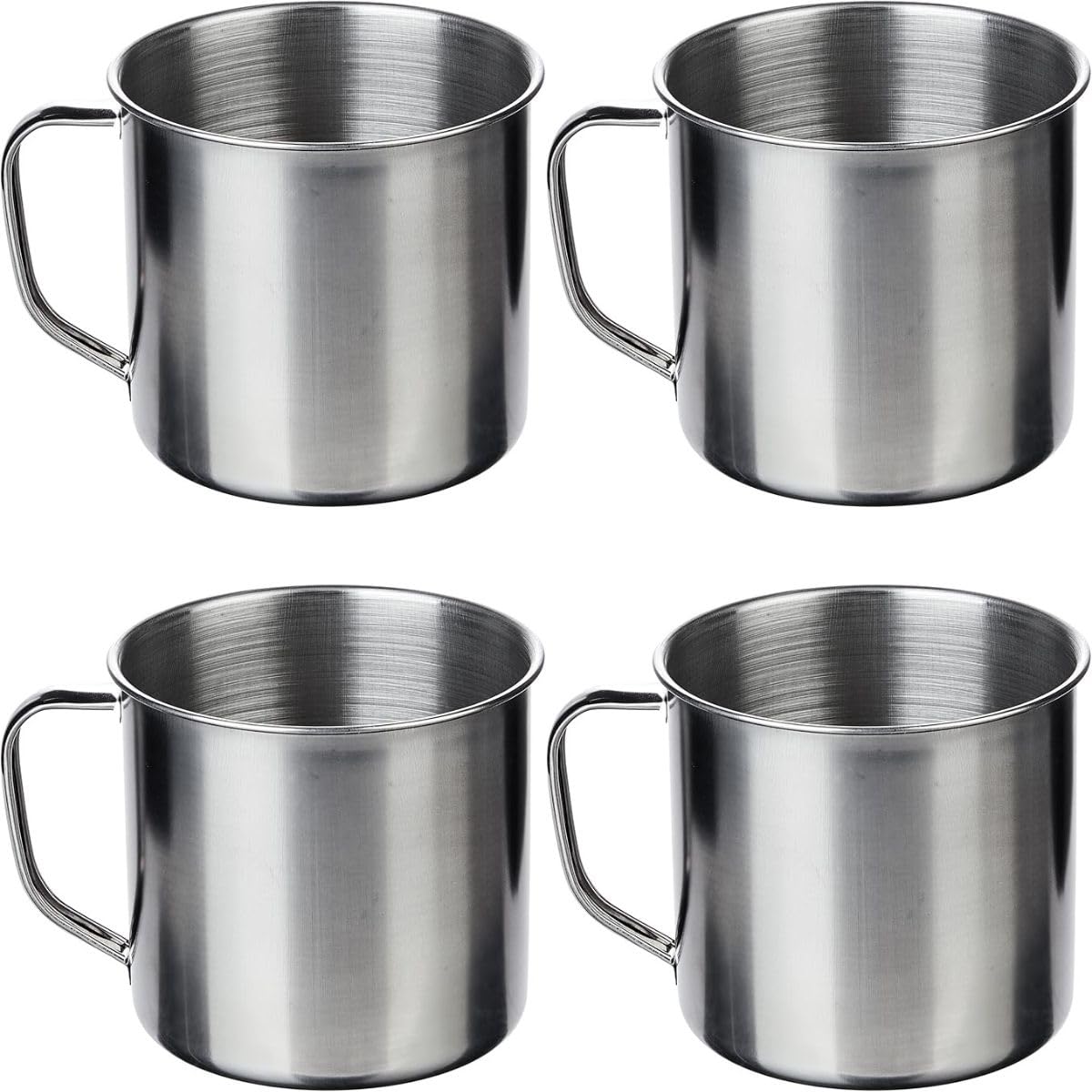 Kit com quatro canecas de inox de 430 ml com estilo vintage