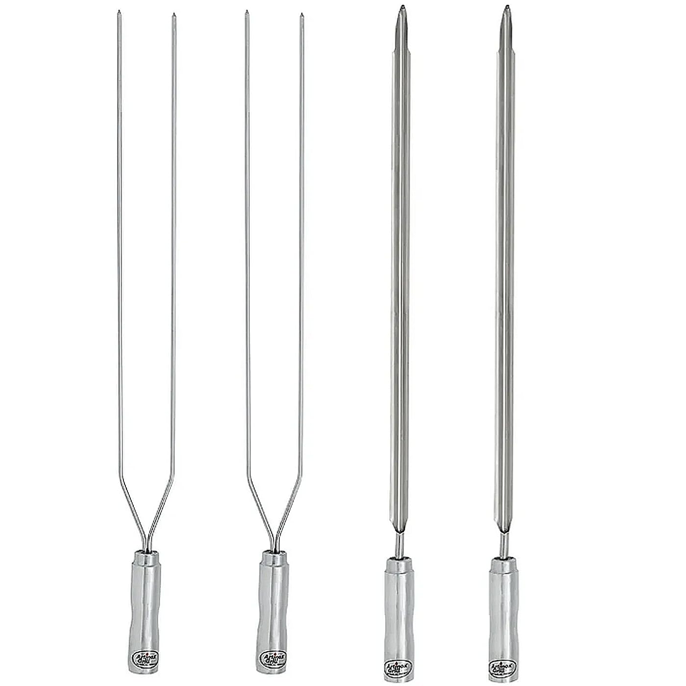 Kit Artinoxgrill com dois espetos duplos e dois espadas de inox de 67 centímetros