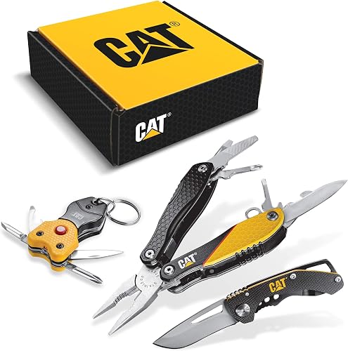Kit CAT com faca dobrável e multiferramenta de 12 funções, 3 peças