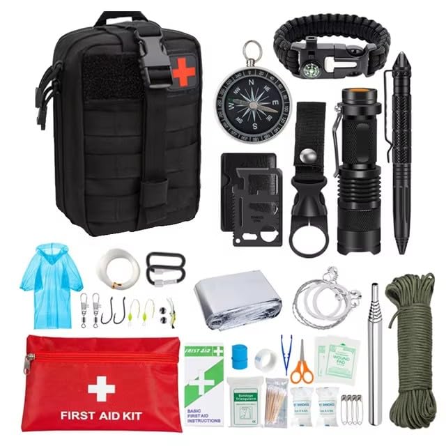 Kit de sobrevivência militar 38 em 1 com itens de primeiros socorros