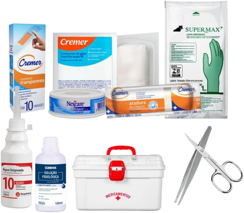 Kit de primeiros socorros completo em maleta rígida