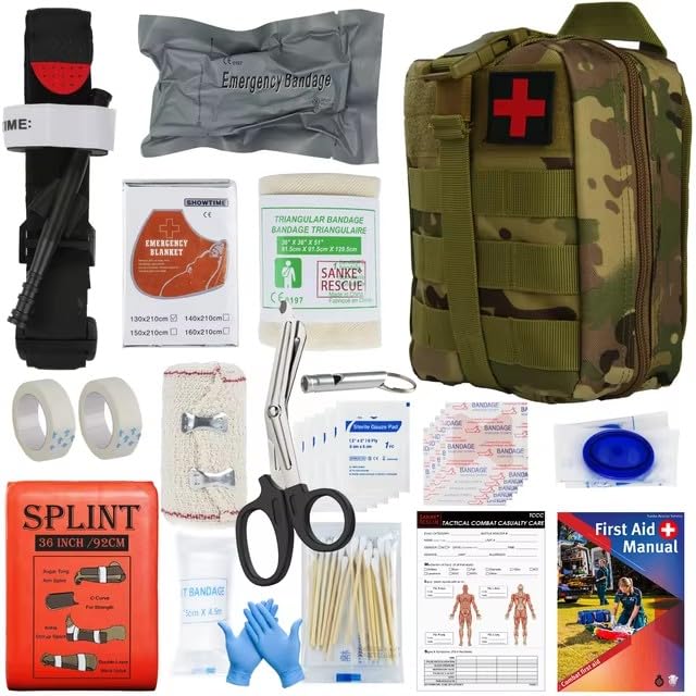 Kit tático de primeiros socorros com torniquete e bandagens