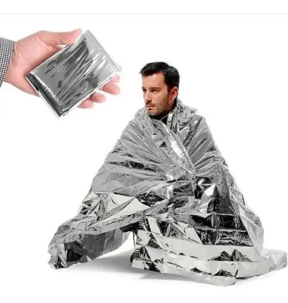 Kit com seis mantas térmicas de emergência aluminizadas