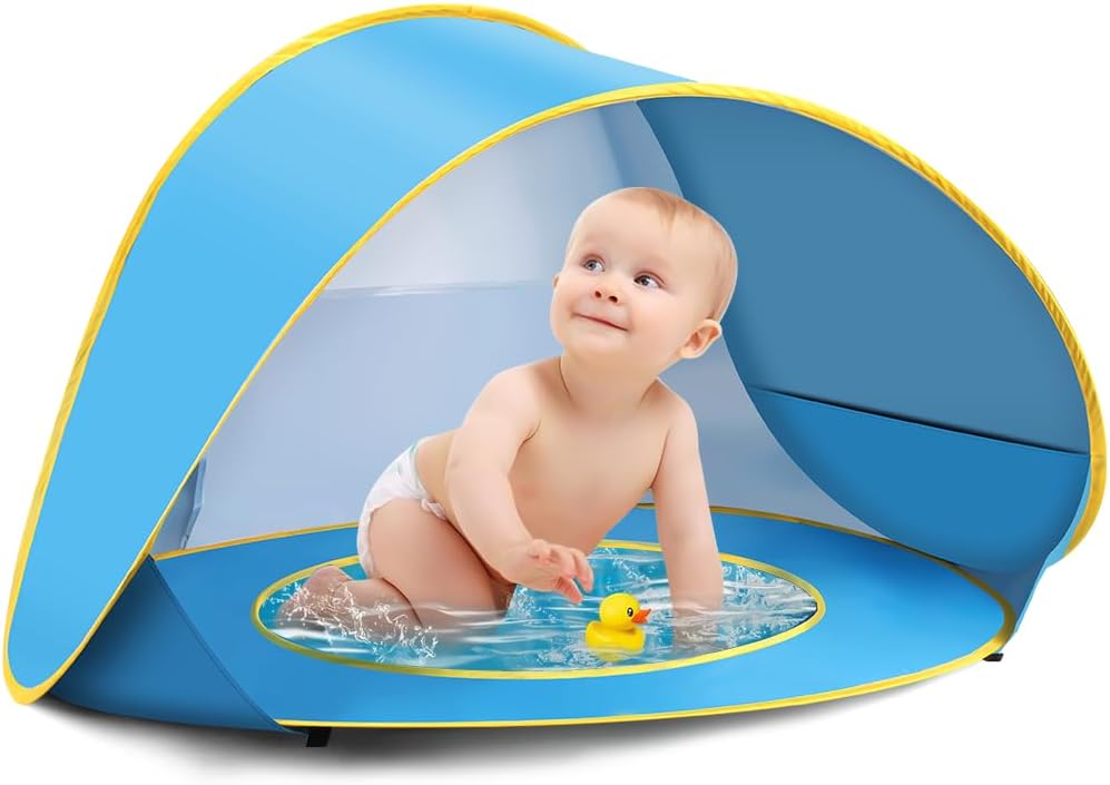 Mini barraca de praia Larmao com piscina integrada e proteção 50+ UPF