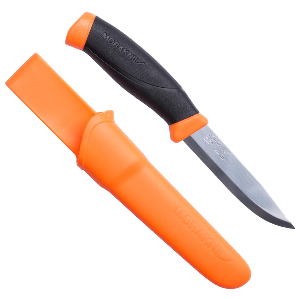 Faca Morakniv Companion com lâmina inoxidável e cabo emborrachado preto