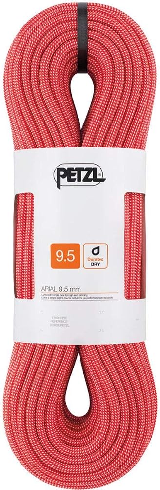 Corda de escalada dinâmica Petzl Arial 9,5 mm de 80 metros na cor vermelha