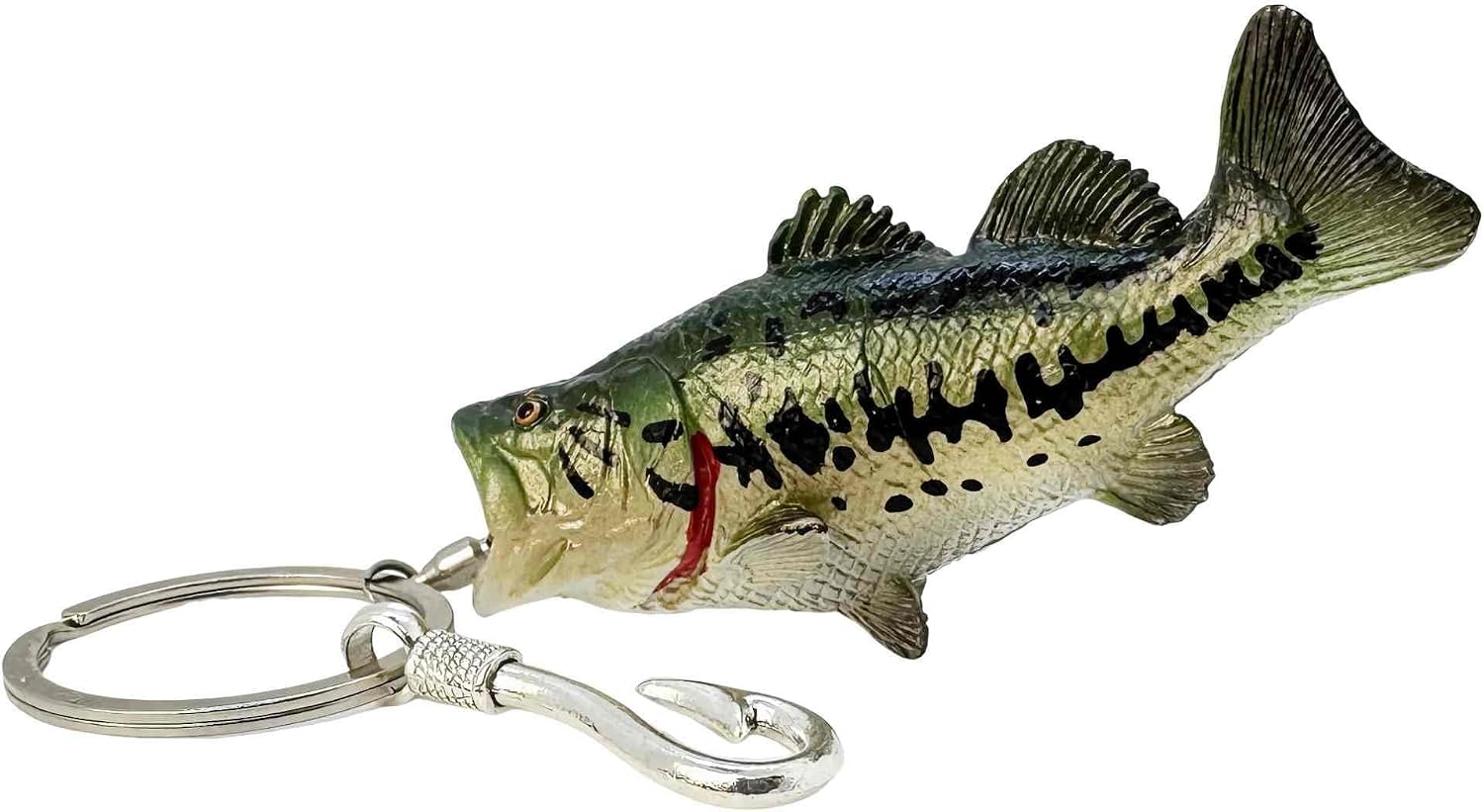 Chaveiro de pesca sunaeset com figura de robalo e fecho de gancho