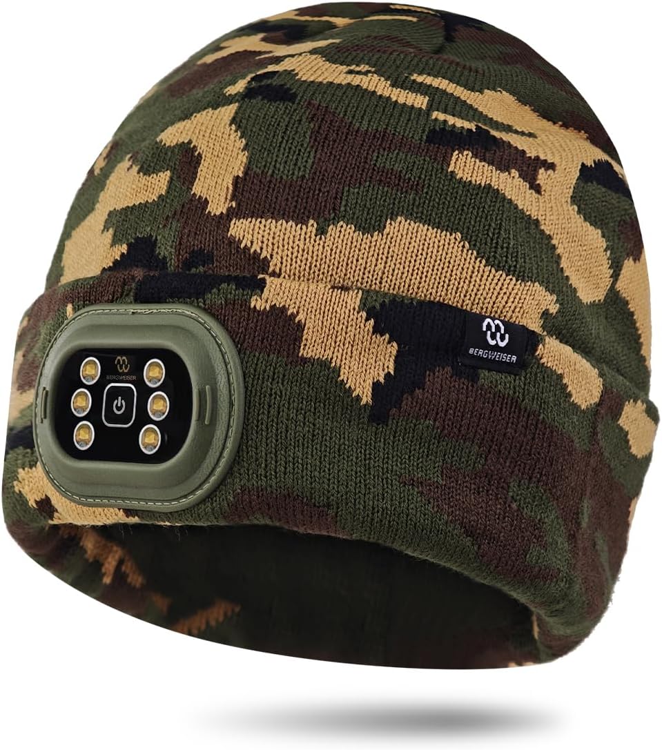 Gorro de LED recarregável BERGWEISER camuflado