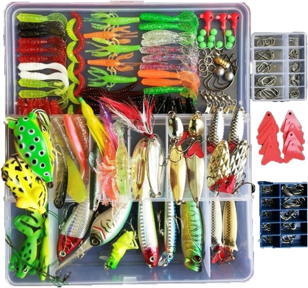 Kit de iscas de pesca Topconcpt com centenas de unidades em caixa organizadora