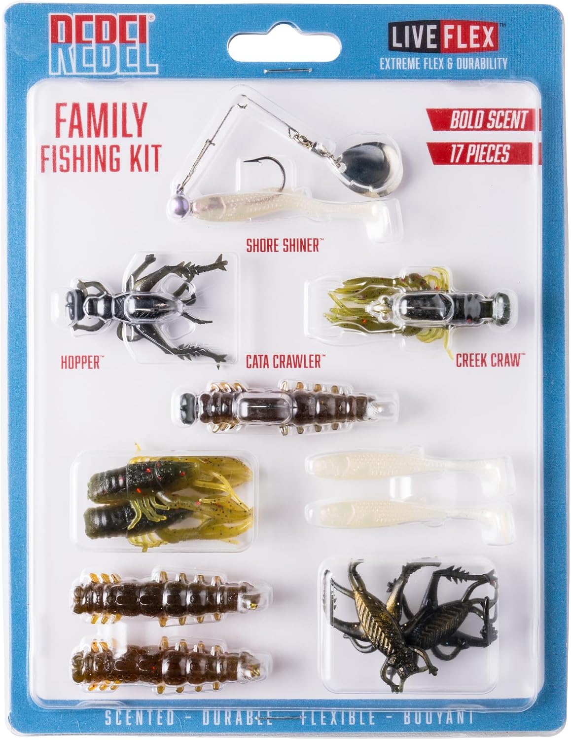 Kit de pesca Rebel LIVEflex com iscas pré-equipadas