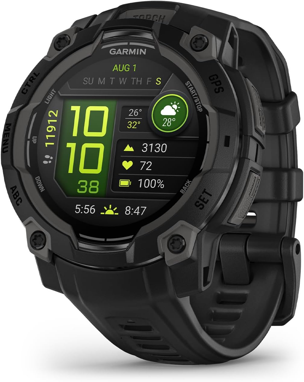 Relógio Garmin Instinct 3 preto com sensores ABC e GPS multibanda