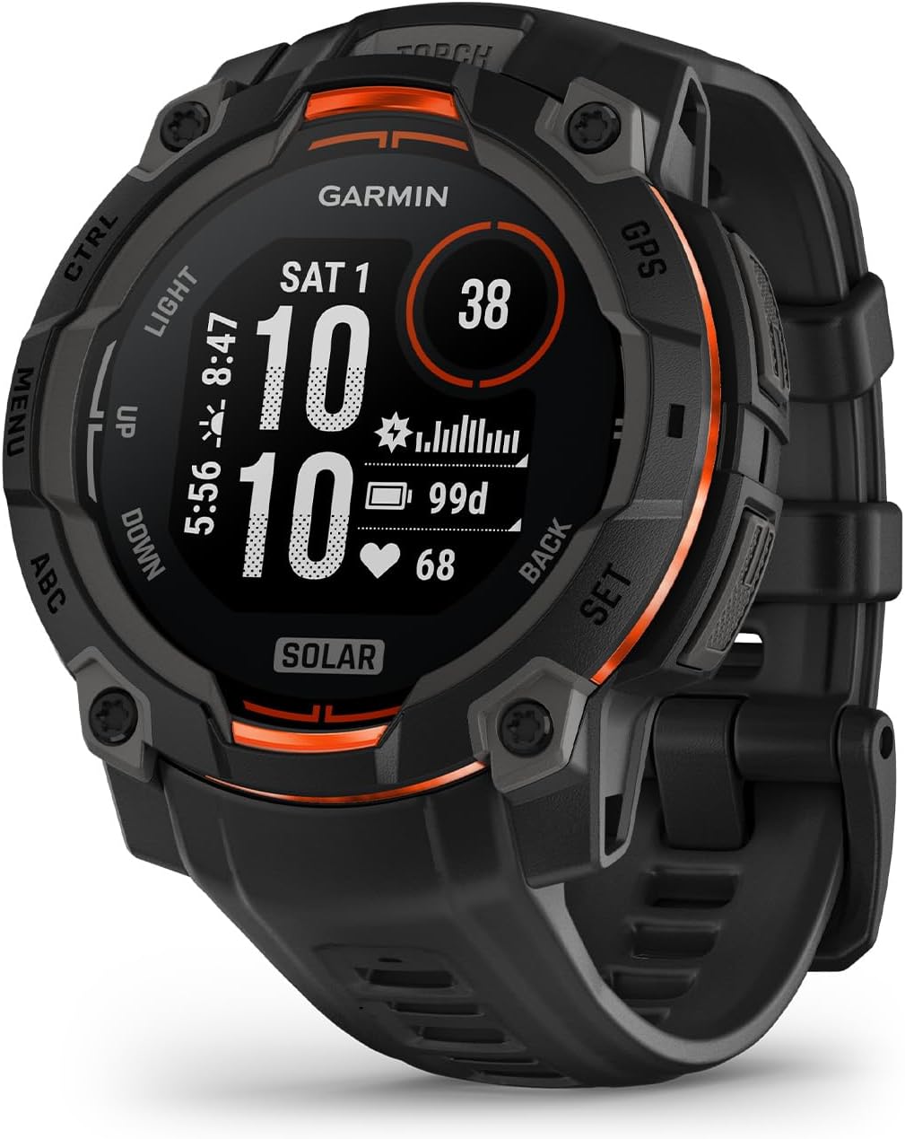 Relógio Garmin Instinct 3 Solar com bússola de 3 eixos e GPS multibanda
