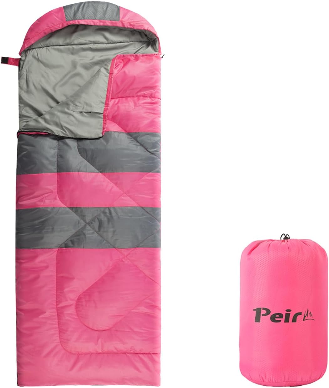Saco de dormir Peirhw envelope com capuz e zíper duplo