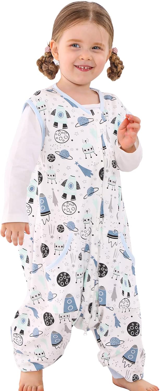 Saco de dormir infantil WONDAY de algodão com pés e 0,5 TOG