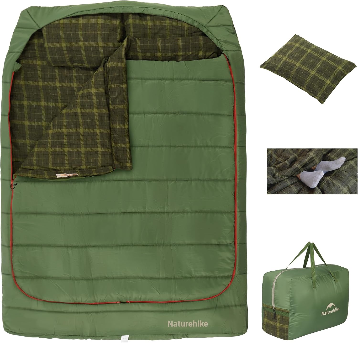 Saco de dormir duplo Naturehike Windhike com forro de flanela