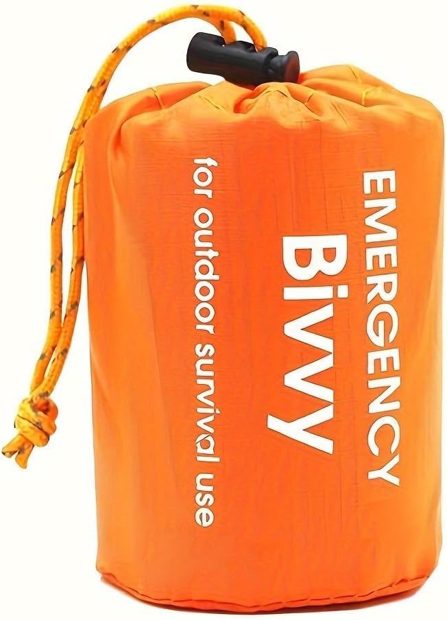 Saco de dormir de emergência de mylar laranja com bússola