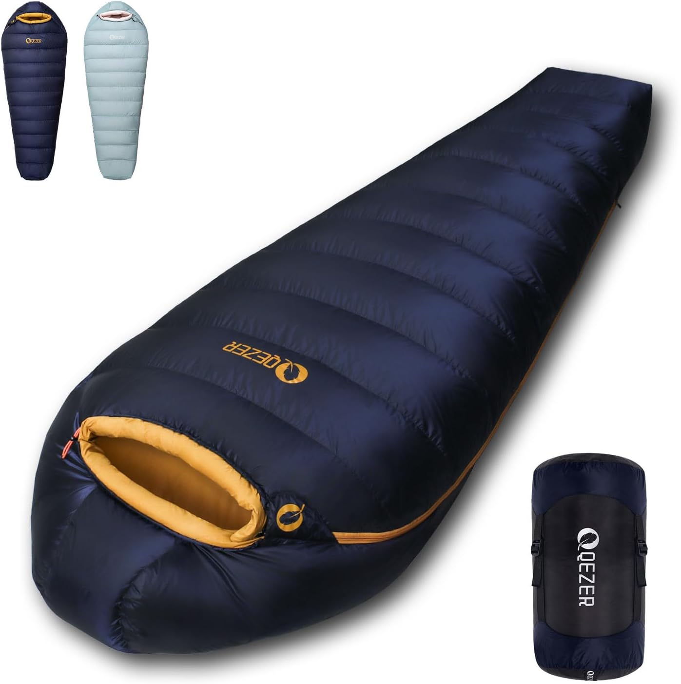 Saco de dormir QEZER de pluma 620 fill com tecido de grafeno