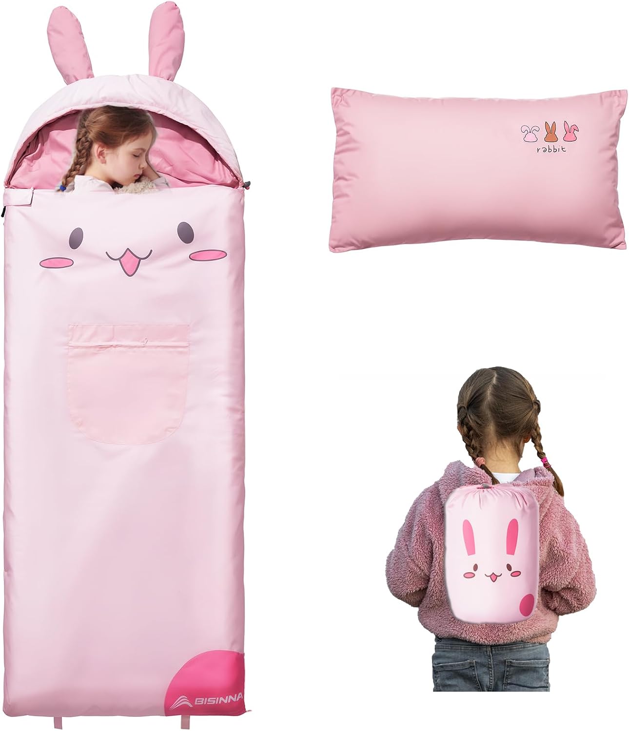 Saco de dormir infantil BISINNA com capuz e travesseiro