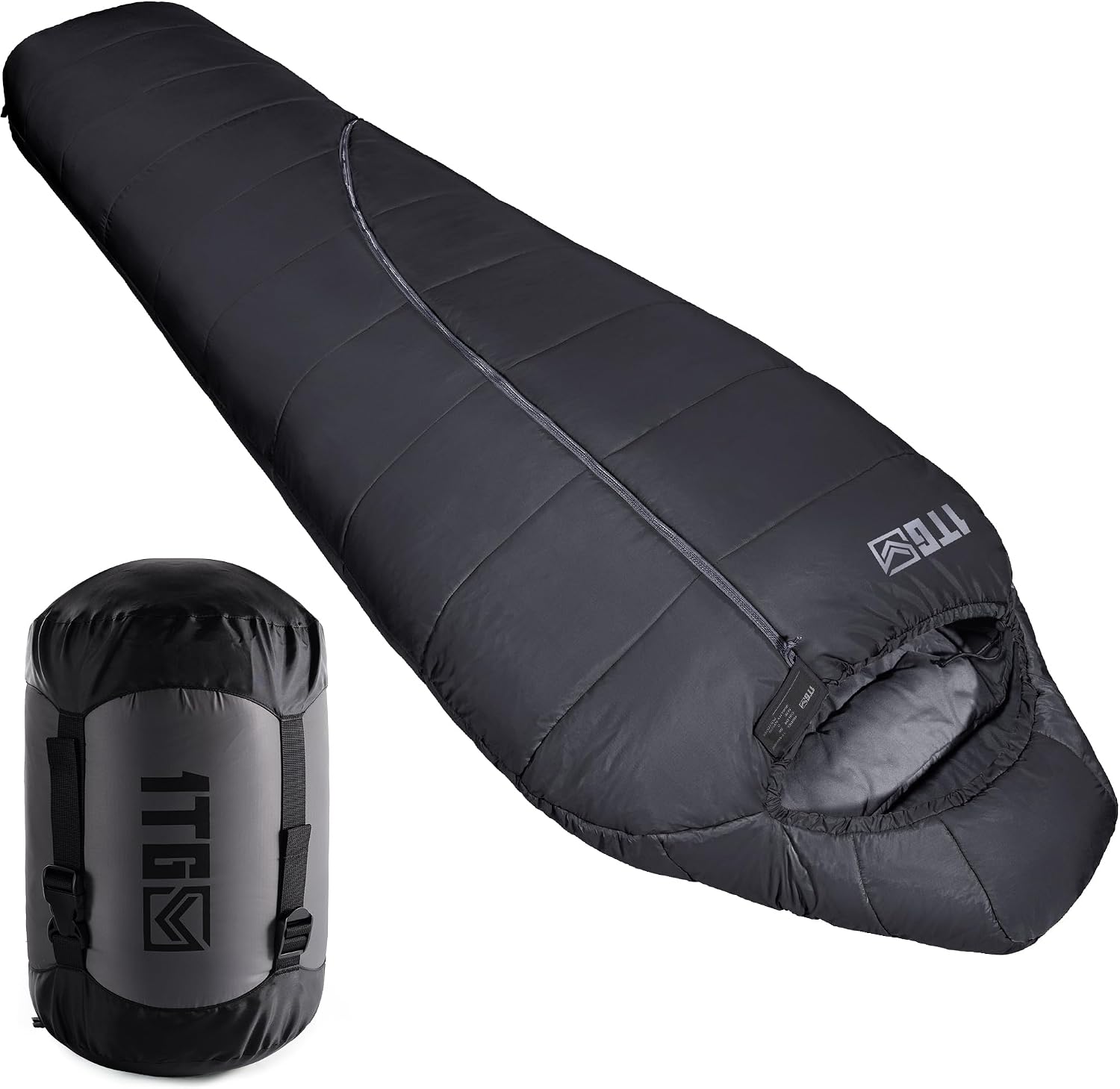 Saco de dormir 1TG Tactical tipo múmia com fibra oca