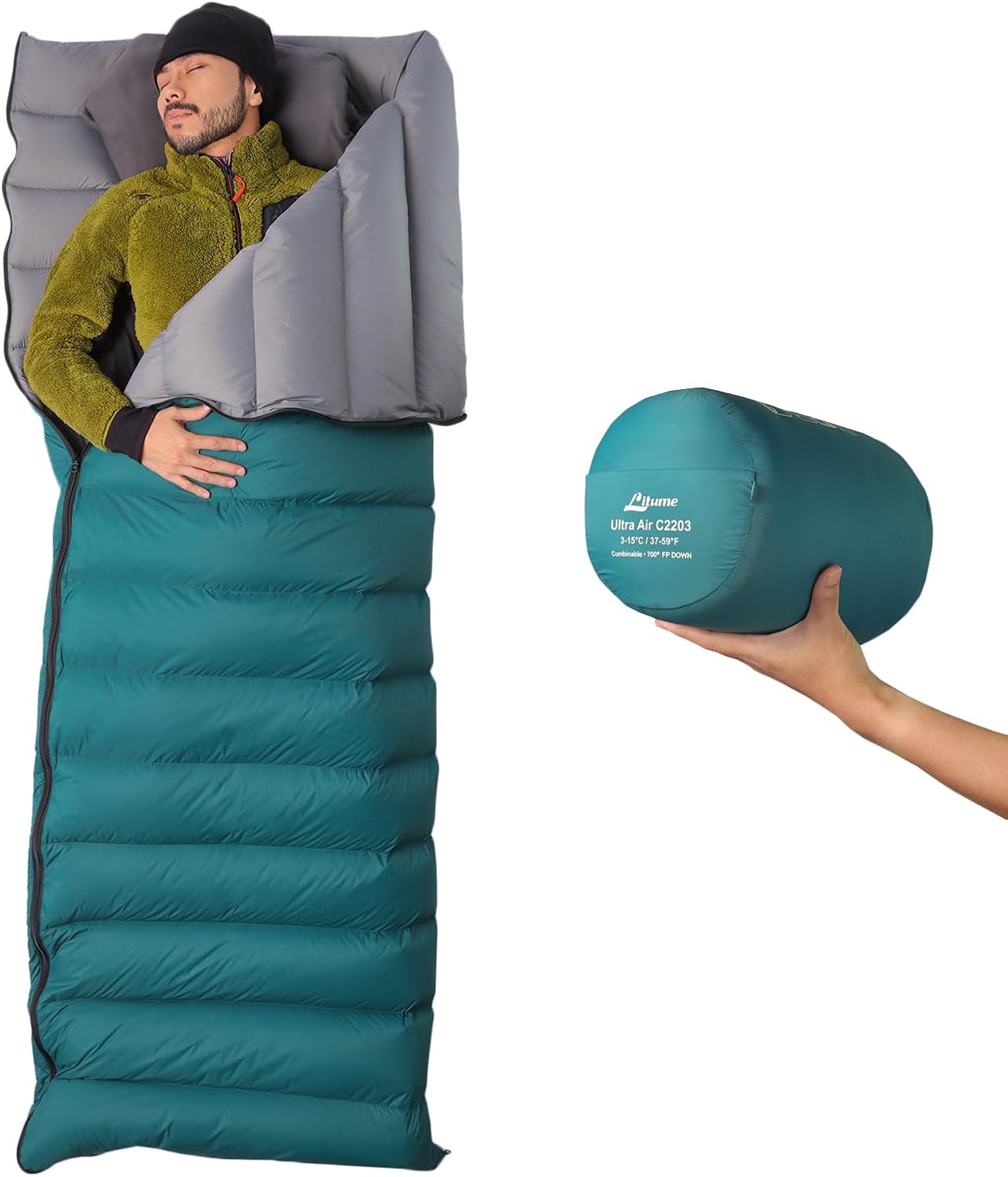 Saco de dormir Litume de pluma 700 fill power compacto