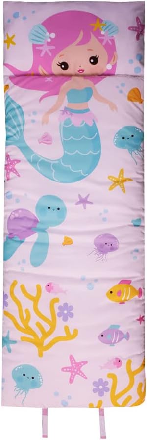 Mini cama saco de dormir infantil com zíper tema sereia