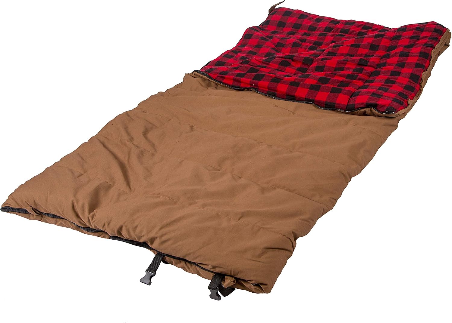 Saco de dormir Stansport Grizzly retangular de lona e flanela