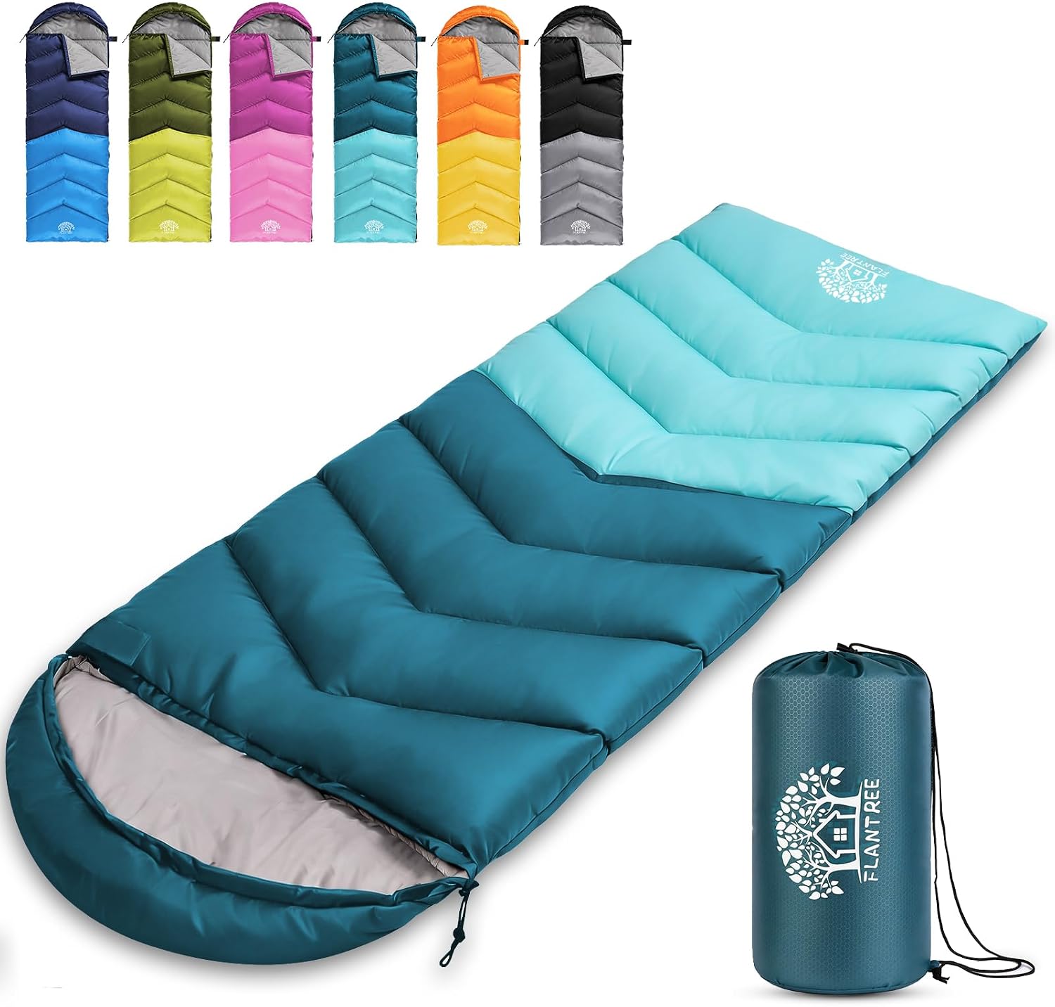 Saco de dormir Flantree quatro estações com bolsa de compressão