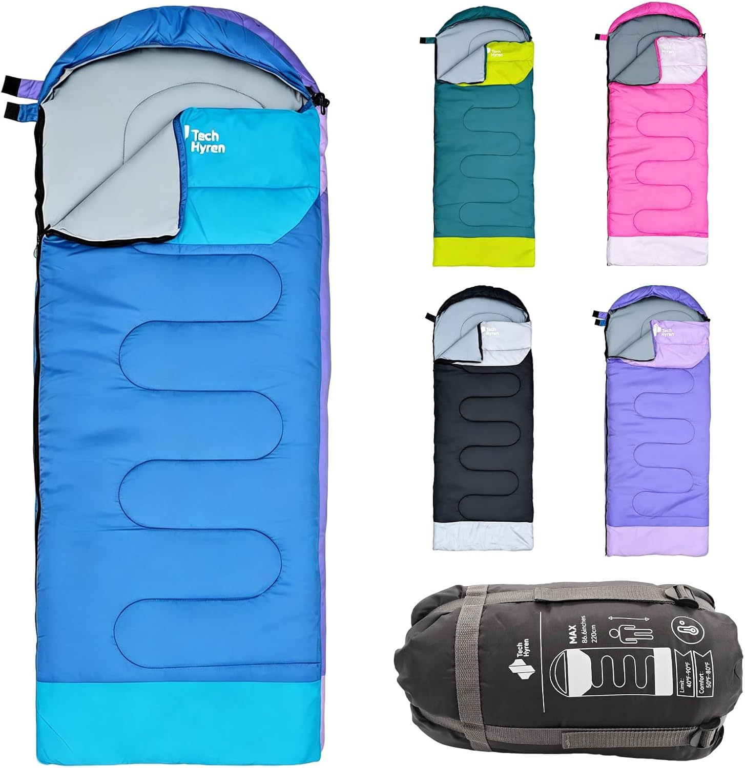 Saco de dormir Tech Hyren com casco 210T resistente à umidade