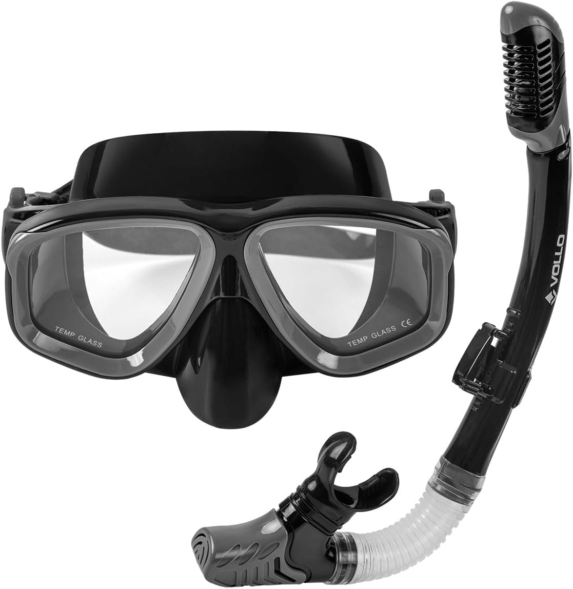 Kit Vollo com mascara de vidro e snorkel para mergulho