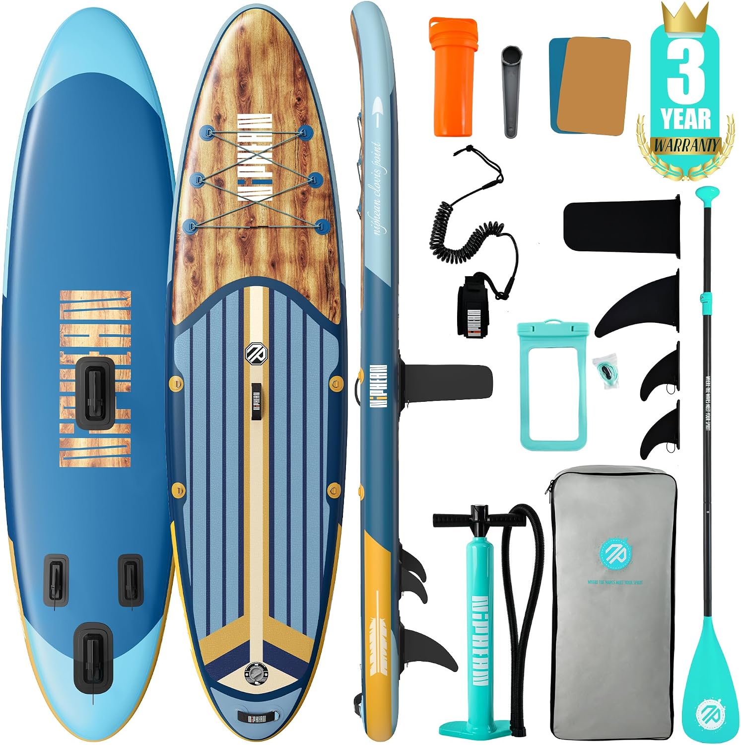 Prancha de stand up paddle inflável Niphean com deck EVA antiderrapante