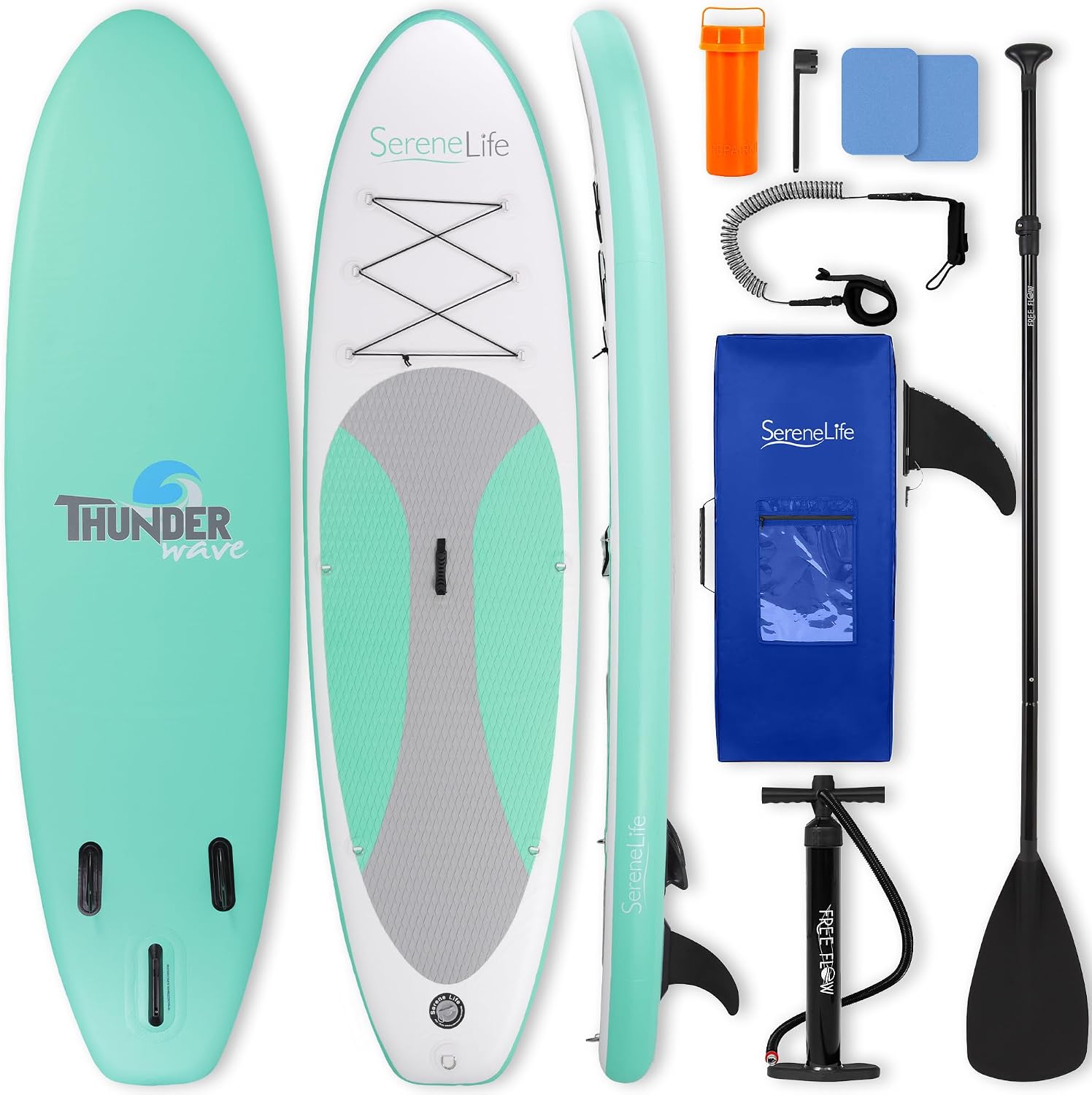 Prancha de stand up paddle inflável SereneLife com bomba e acessórios