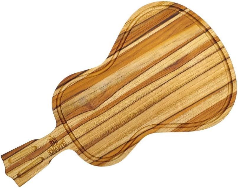 Tabua de churrasco Charte em formato de violão com canaleta